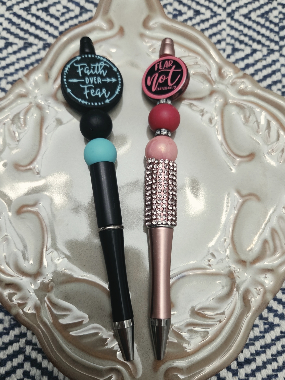 Faith Over Fear & Fear Not Decorative Retractable Pens - Black & Rose Gold